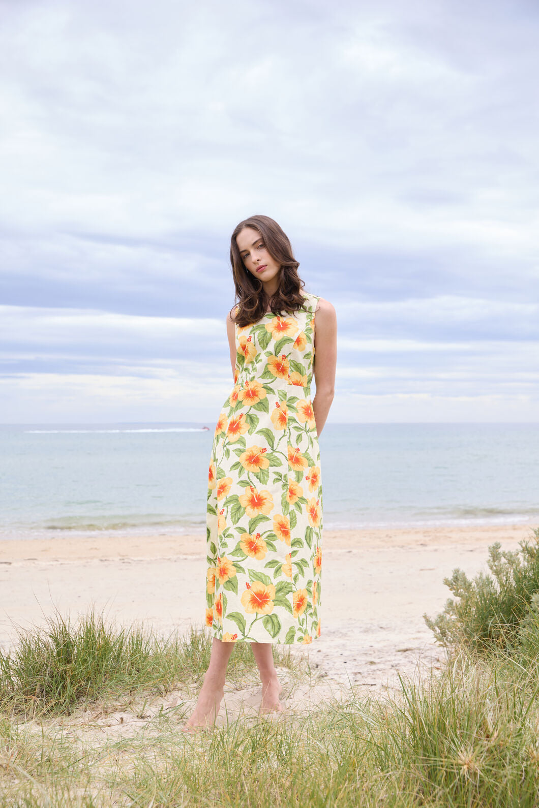 Princess Highway - Hibiscus Summer Midi Dress - cream