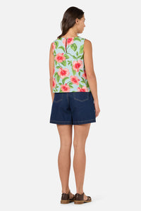 Princess Highway - Hibiscus Summer Shell Top - blue