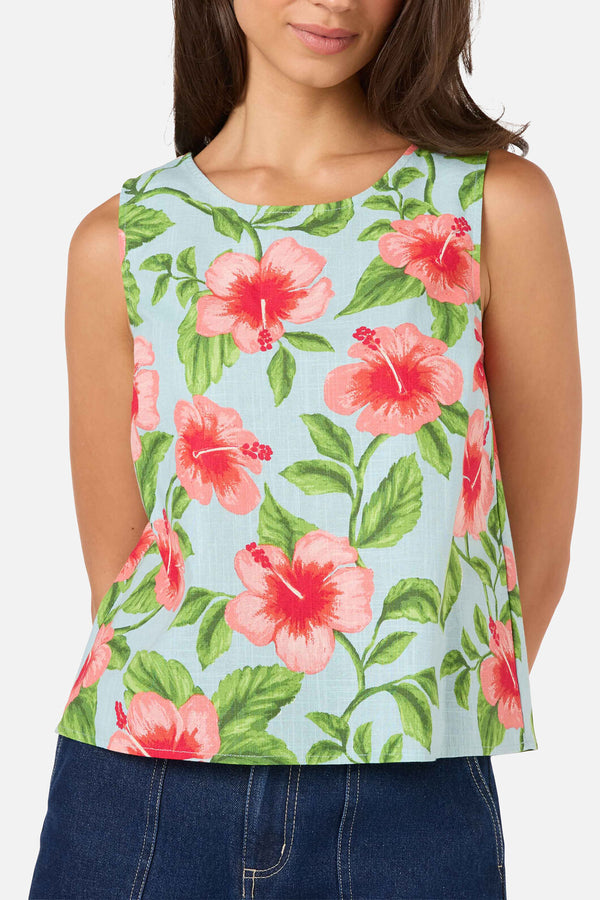 Princess Highway - Hibiscus Summer Shell Top - blue