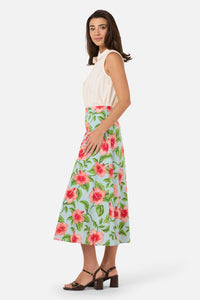 Princess Highway - Hibiscus Summer Midi Skirt - blue