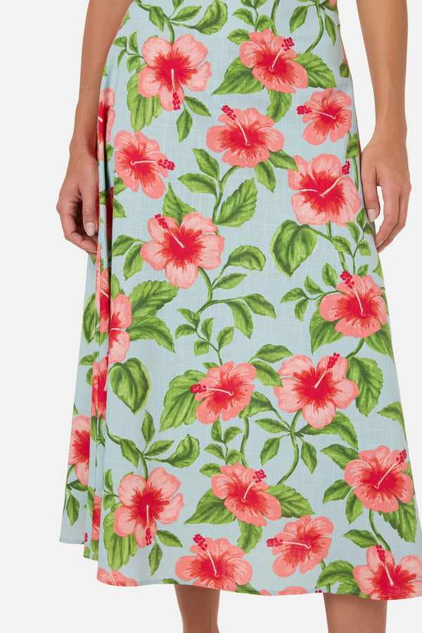 Princess Highway - Hibiscus Summer Midi Skirt - blue
