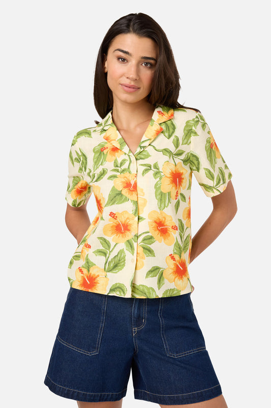 Princess Highway - Hibiscus Summer Shirt - cream
