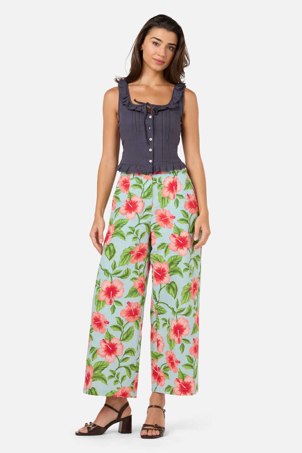 Princess Highway - Hibiscus Summer Pant - blue
