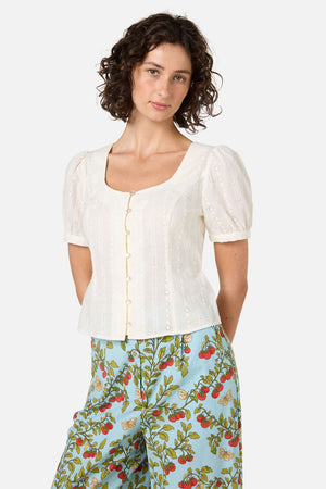 Princess Highway - Nora Prairie Short Sleeve Top - cream