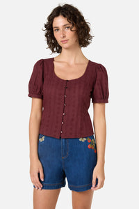 Princess Highway - Nora Prairie Short Sleeve Top - chocolate