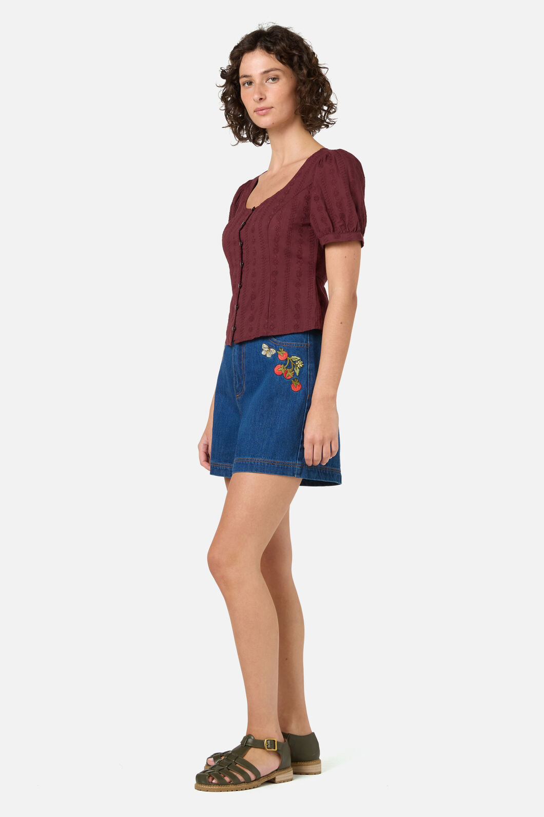 Princess Highway - Nora Prairie Short Sleeve Top - chocolate