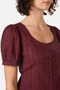 Princess Highway - Nora Prairie Short Sleeve Top - chocolate