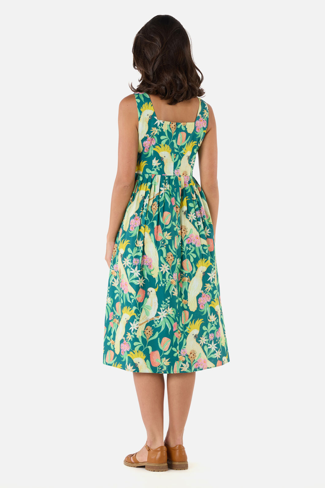 Princess Highway - Cockatoo & Flora Midi Dress - teal
