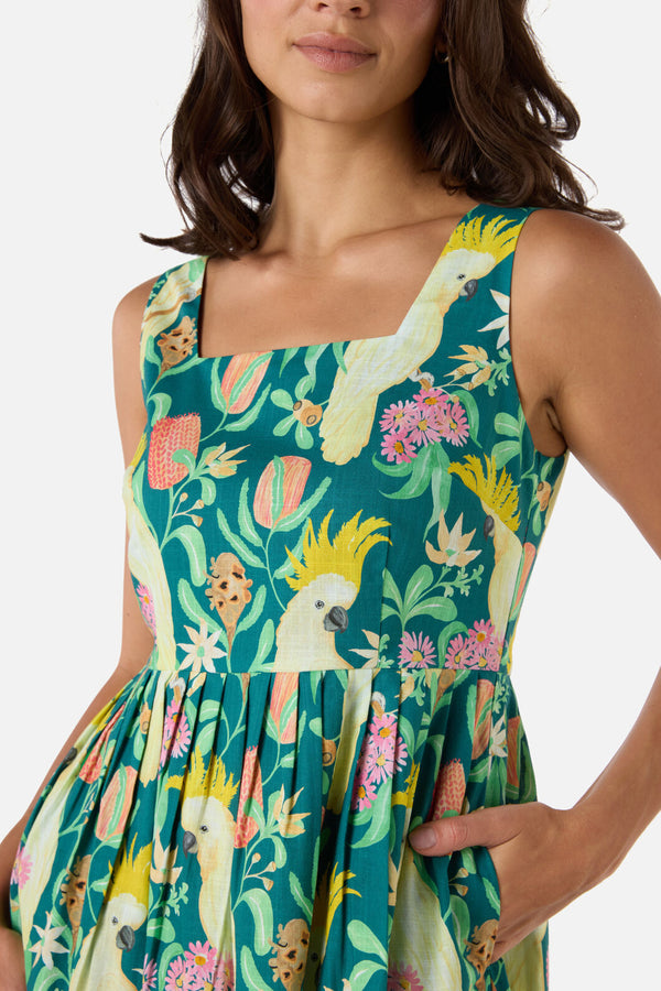 Princess Highway - Cockatoo & Flora Midi Dress - teal