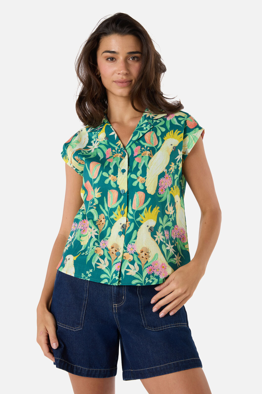 Princess Highway - Cockatoo & Flora Blouse - teal