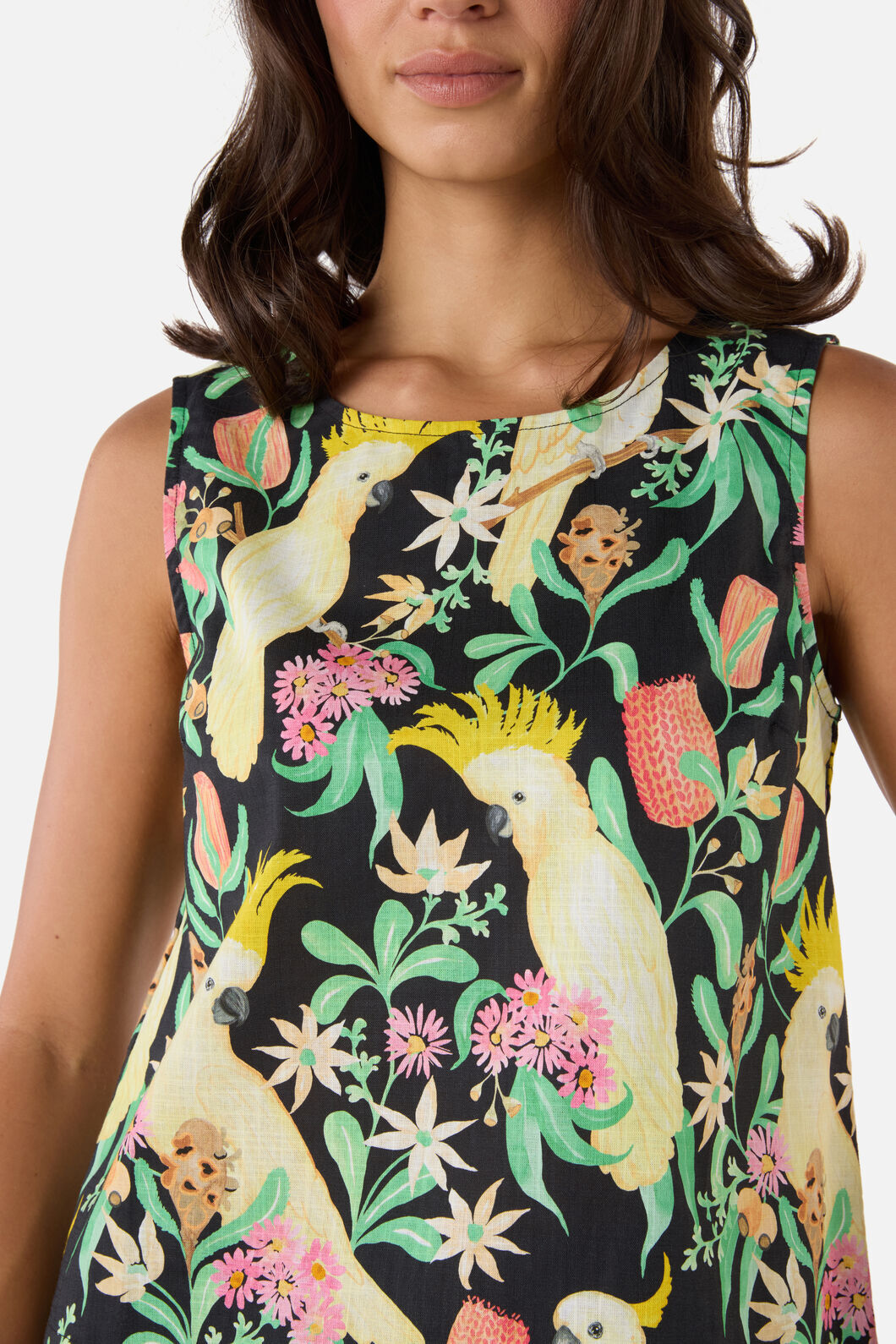 Princess Highway - Cockatoo & Flora Shell Top - black