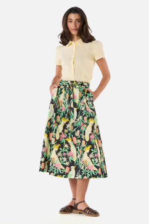 Princess Highway - Cockatoo & Flora Midi Skirt - black