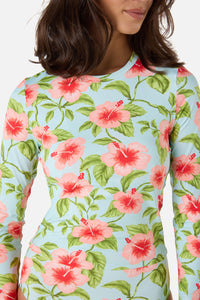 Princess Highway - Hibiscus Rashie Swim Top - blue