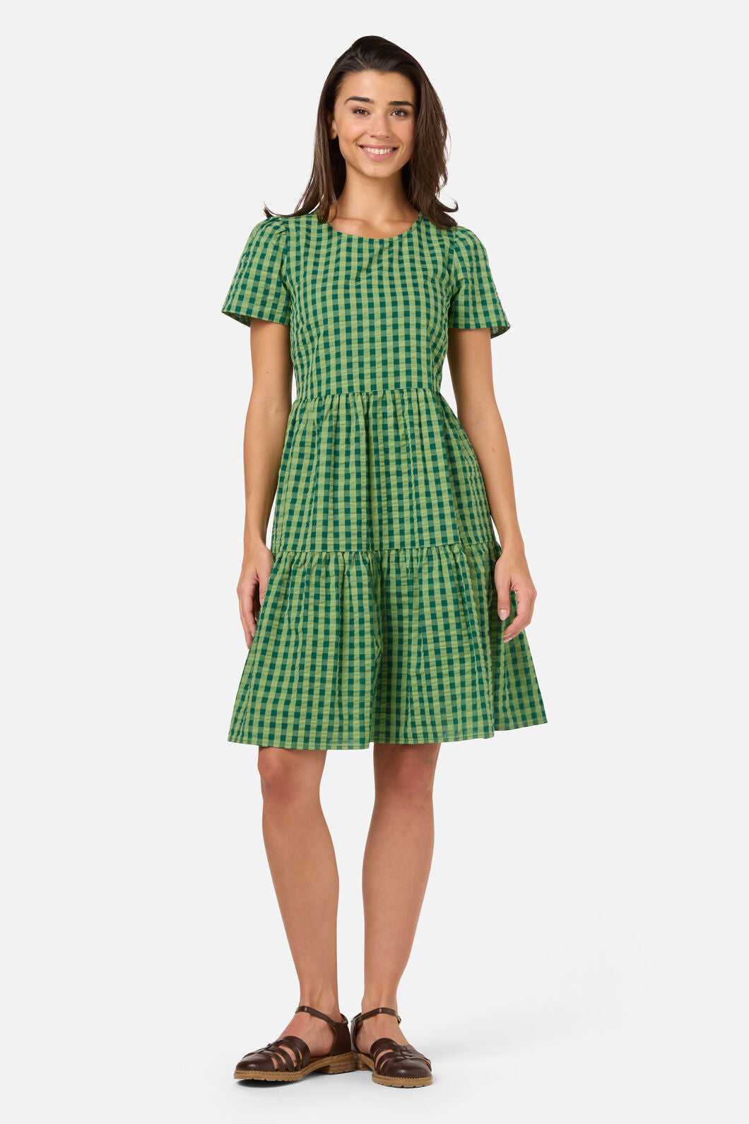 Princess Highway - Margot Check Mini Smock Dress - green