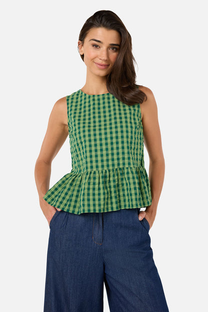Princess Highway - Margot Check Shell Top - green