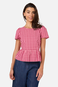 Princess Highway - Margot Check Short Sleeve Top - pink