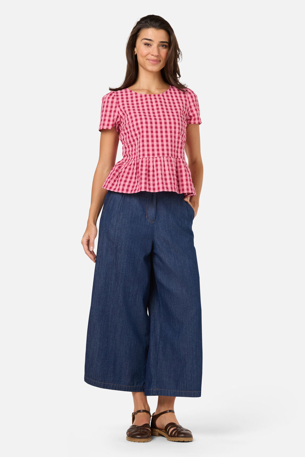 Princess Highway - Margot Check Short Sleeve Top - pink