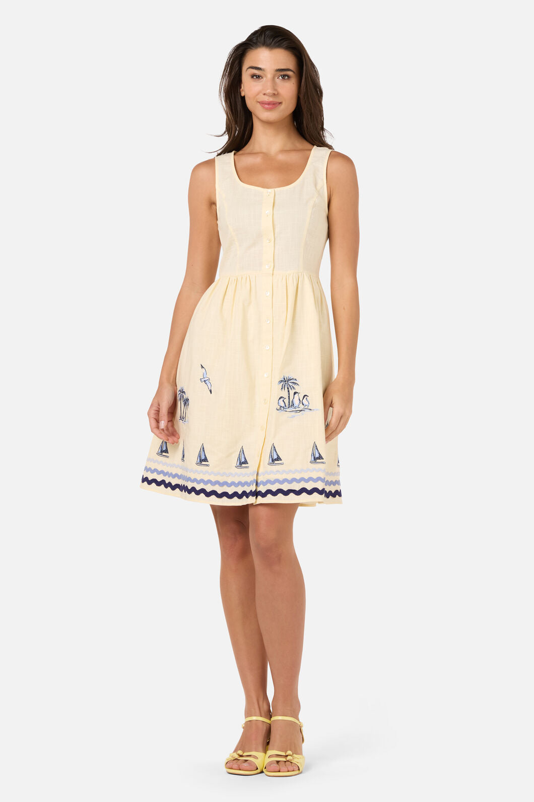Princess Highway - Seaside Toile Emb Mini Dress - lemon