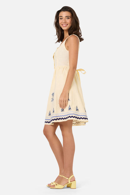 Princess Highway - Seaside Toile Emb Mini Dress - lemon