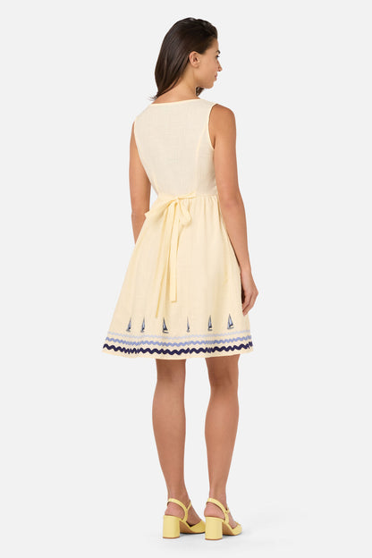 Princess Highway - Seaside Toile Emb Mini Dress - lemon