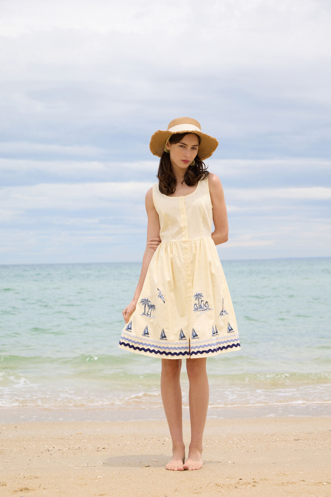 Princess Highway - Seaside Toile Emb Mini Dress - lemon
