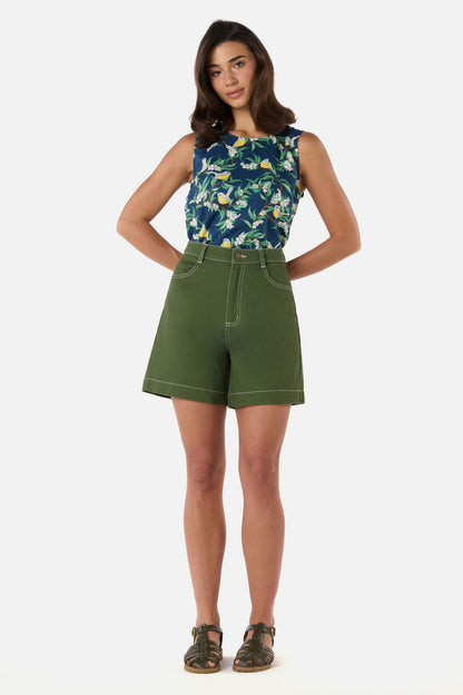 Princess Highway - Sammy Contrast Stitch Short - olive