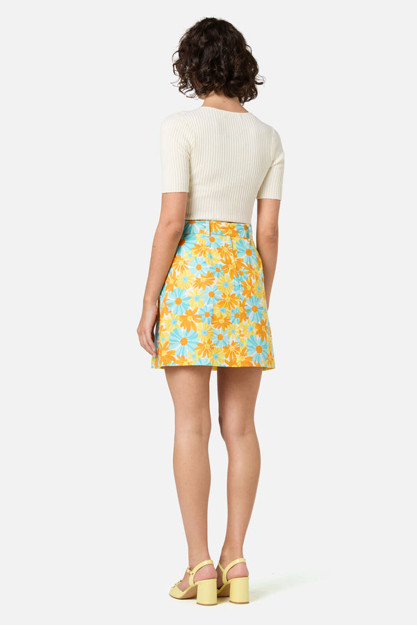 Princess Highway - Vintage Daisy Mini Skirt - blue