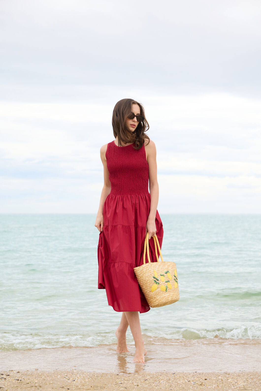 Princess Highway - Avril Shirred Midi Dress - red
