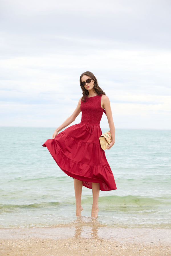 Princess Highway - Avril Shirred Midi Dress - red