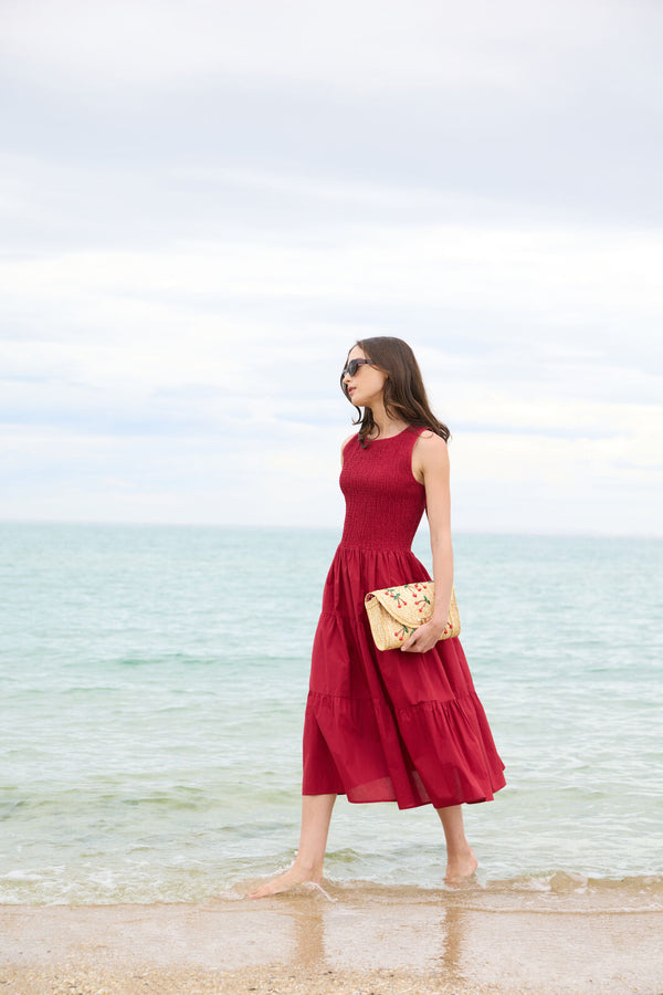 Princess Highway - Avril Shirred Midi Dress - red