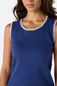 Princess Highway - Imogen Blanket Stitch Knit Top - blue