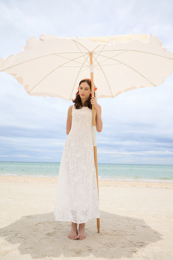white lace midi dress australia Fearless Asymmetrical Split Hem Embroidered Midi Dress White
