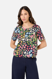 Princess Highway - Liberty Native Sleeved Top - navy