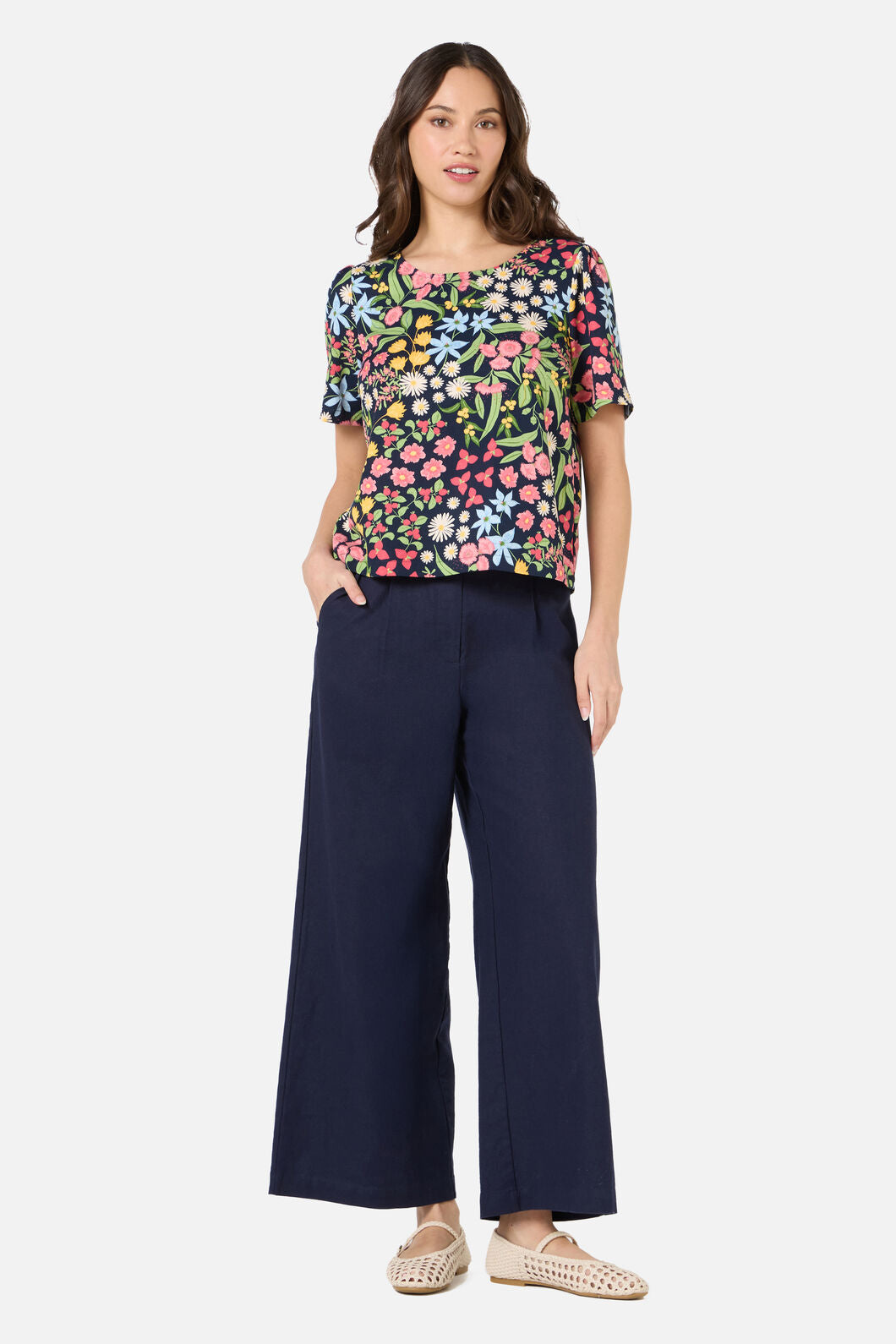 Princess Highway - Liberty Native Sleeved Top - navy