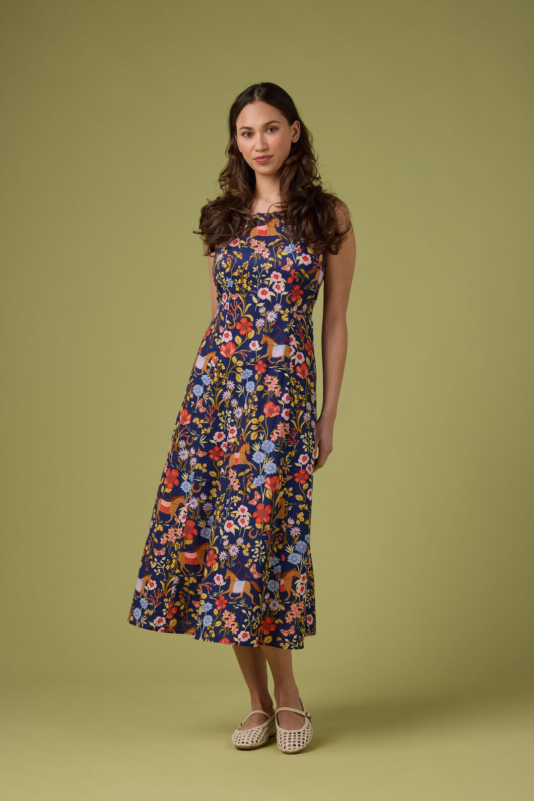 Princess Highway - Fancy Horses Midi Dress - navy