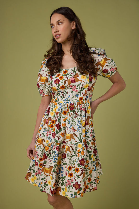 Princess Highway - Fancy Horses Tiered Mini Dress - cream