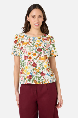 Princess Highway - Fancy Horses Short Sleeve Top - cream