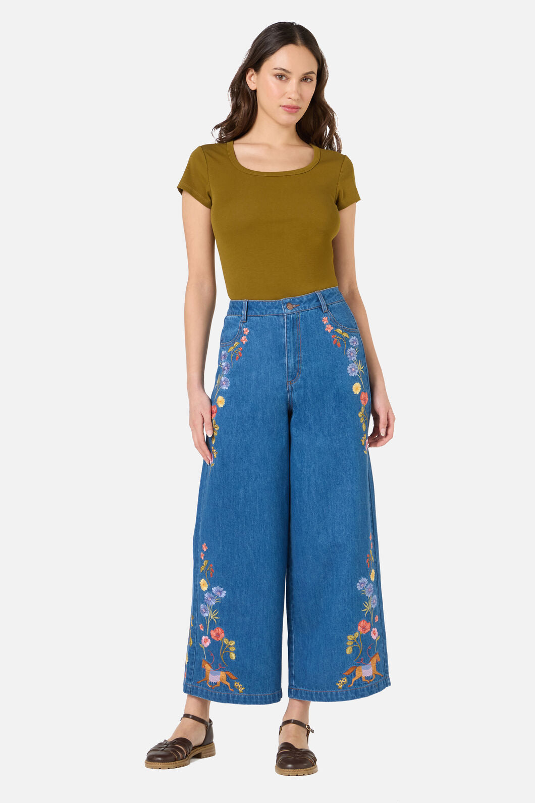 Princess Highway - Horse & Flower Emb Jean - blue-denim