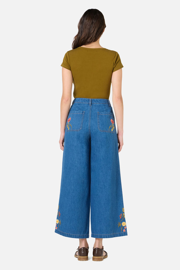 Princess Highway - Horse & Flower Emb Jean - blue-denim