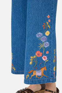 Princess Highway - Horse & Flower Emb Jean - blue-denim
