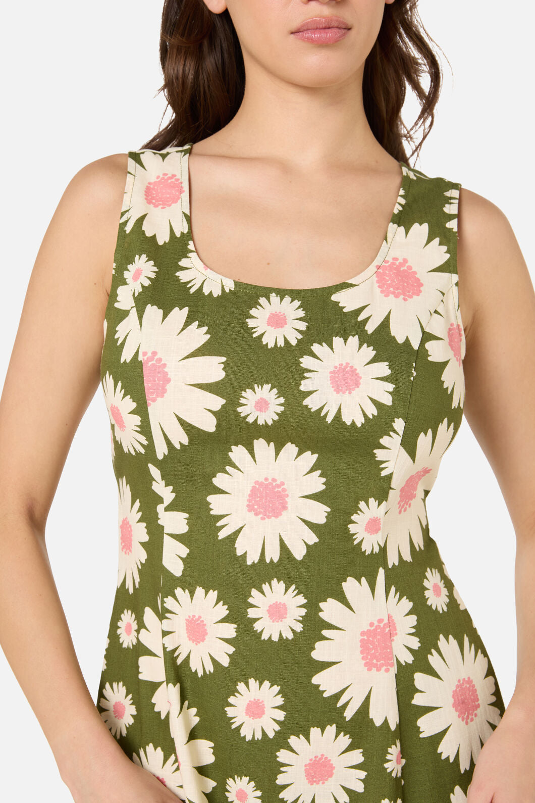 Princess Highway - 60'S Daisy Midi Dress - olive