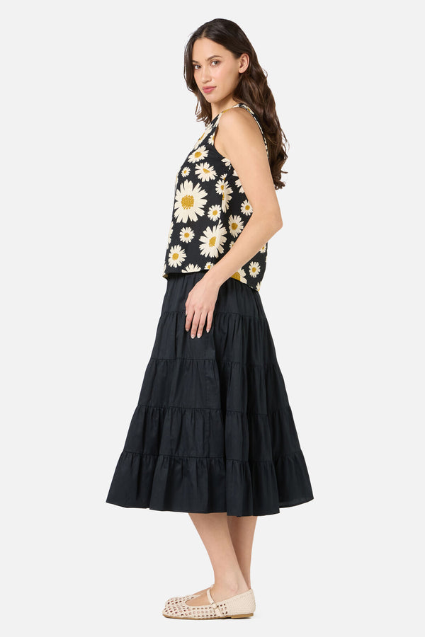 Princess Highway - 60'S Daisy Shell Top - black