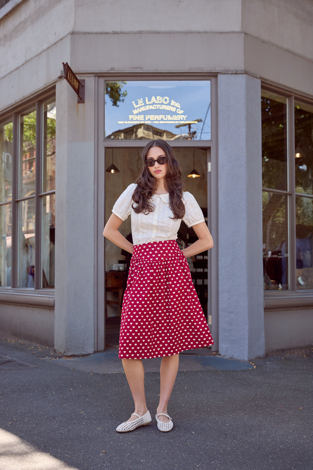 Princess Highway - Sweet Heart Gathered Skirt - red