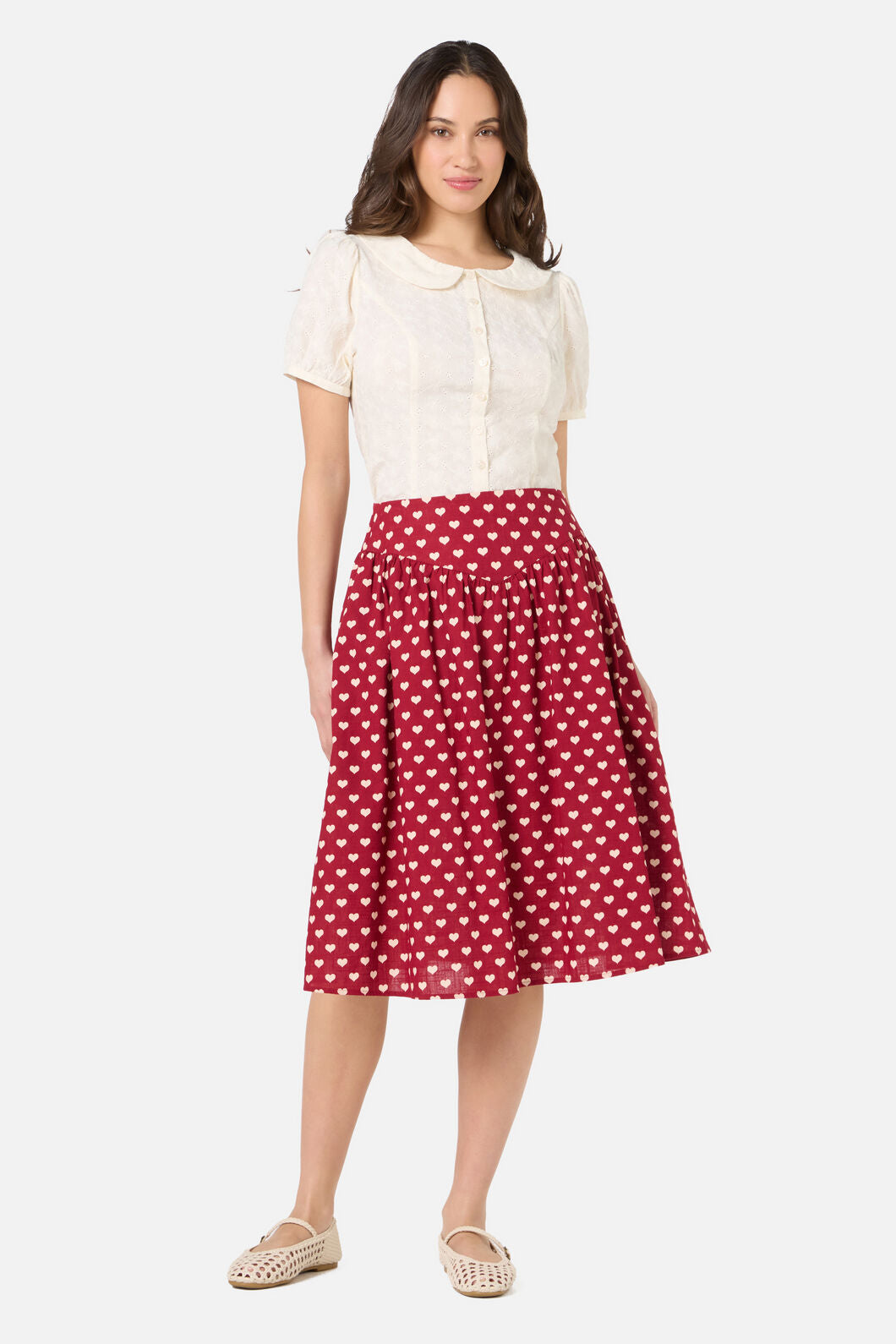 Princess Highway - Sweet Heart Gathered Skirt - red