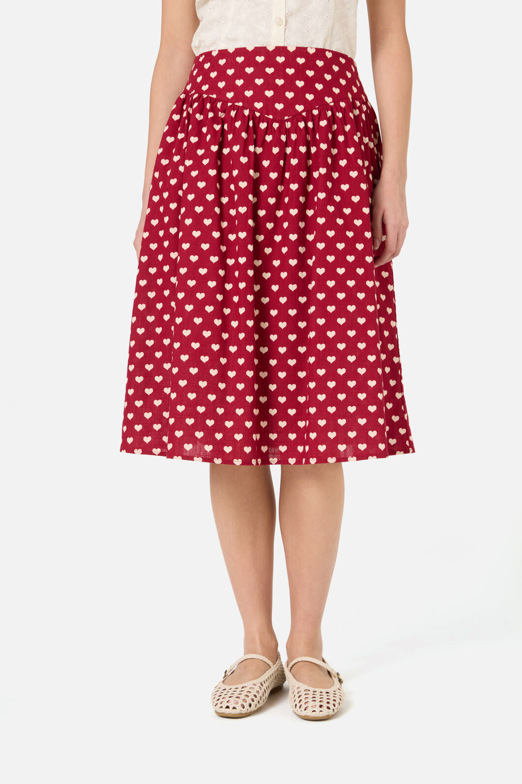 Princess Highway - Sweet Heart Gathered Skirt - red