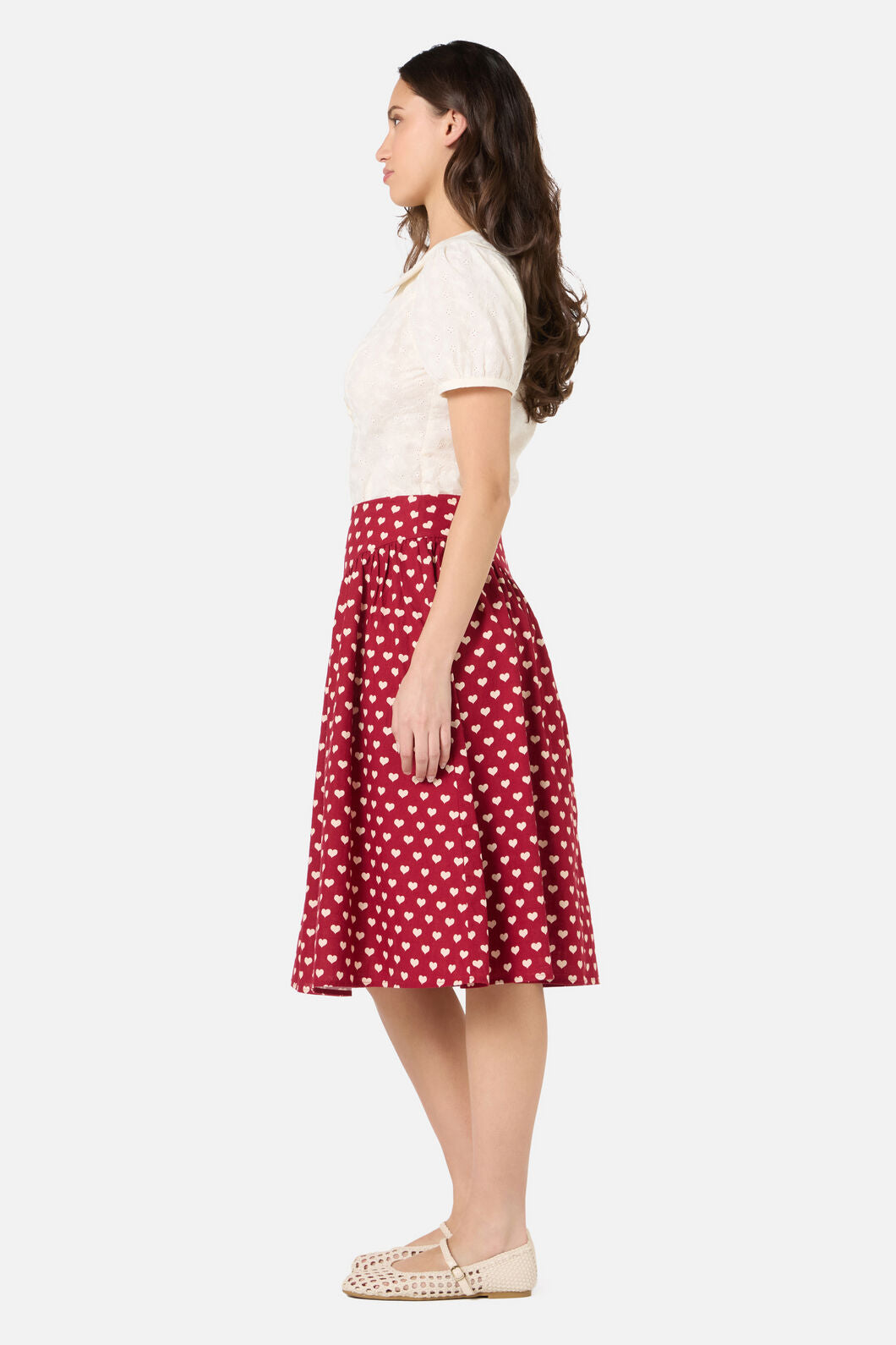 Princess Highway - Sweet Heart Gathered Skirt - red