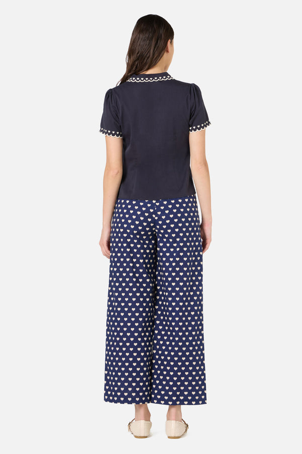 Princess Highway - Sweet Heart Emb Blouse - navy