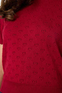 Princess Highway - Amora Heart Knit Top - red