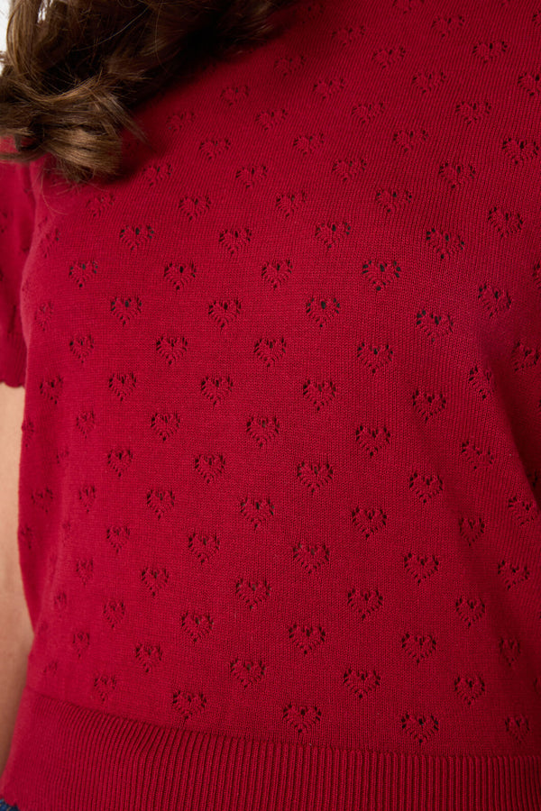 Princess Highway - Amora Heart Knit Top - red