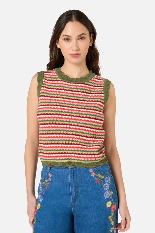 Princess Highway - Leslie Stripe Knit Tank Top - olive